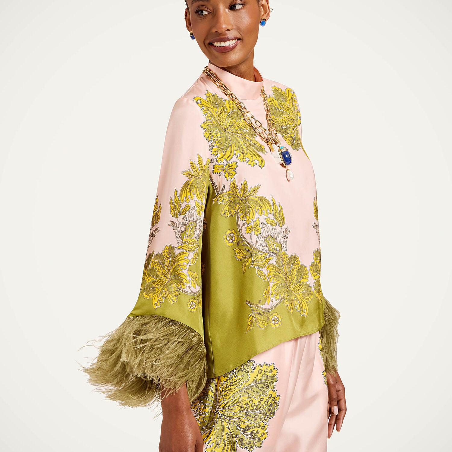  La Doublej Shirts & Tops Women - Make An Exit Top Swathe Placée Pink 38 98% Silk 2% Ostrich Feathers 