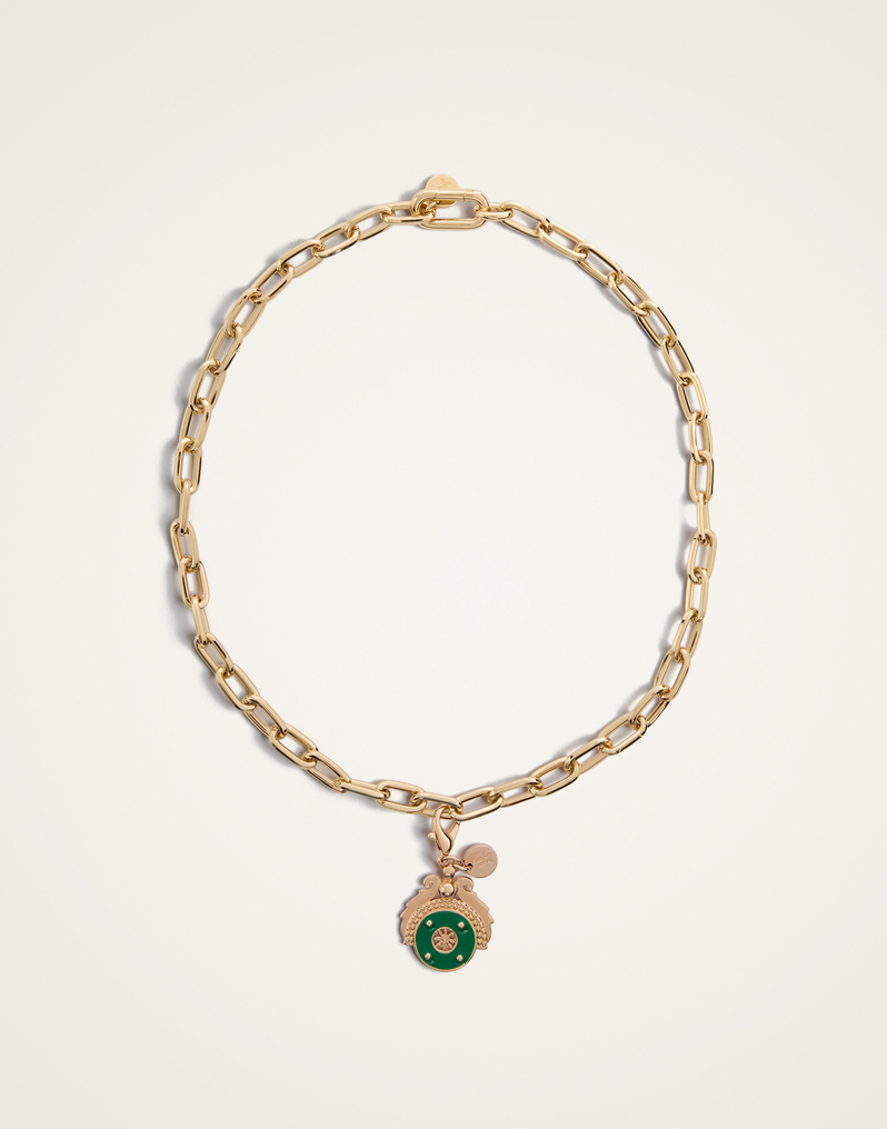 La DoubleJ Medallion Charm La DoubleJ Medallion Charm 24k Gold Plate & Green Enamel CHM0009BRA003SOLIDGR02