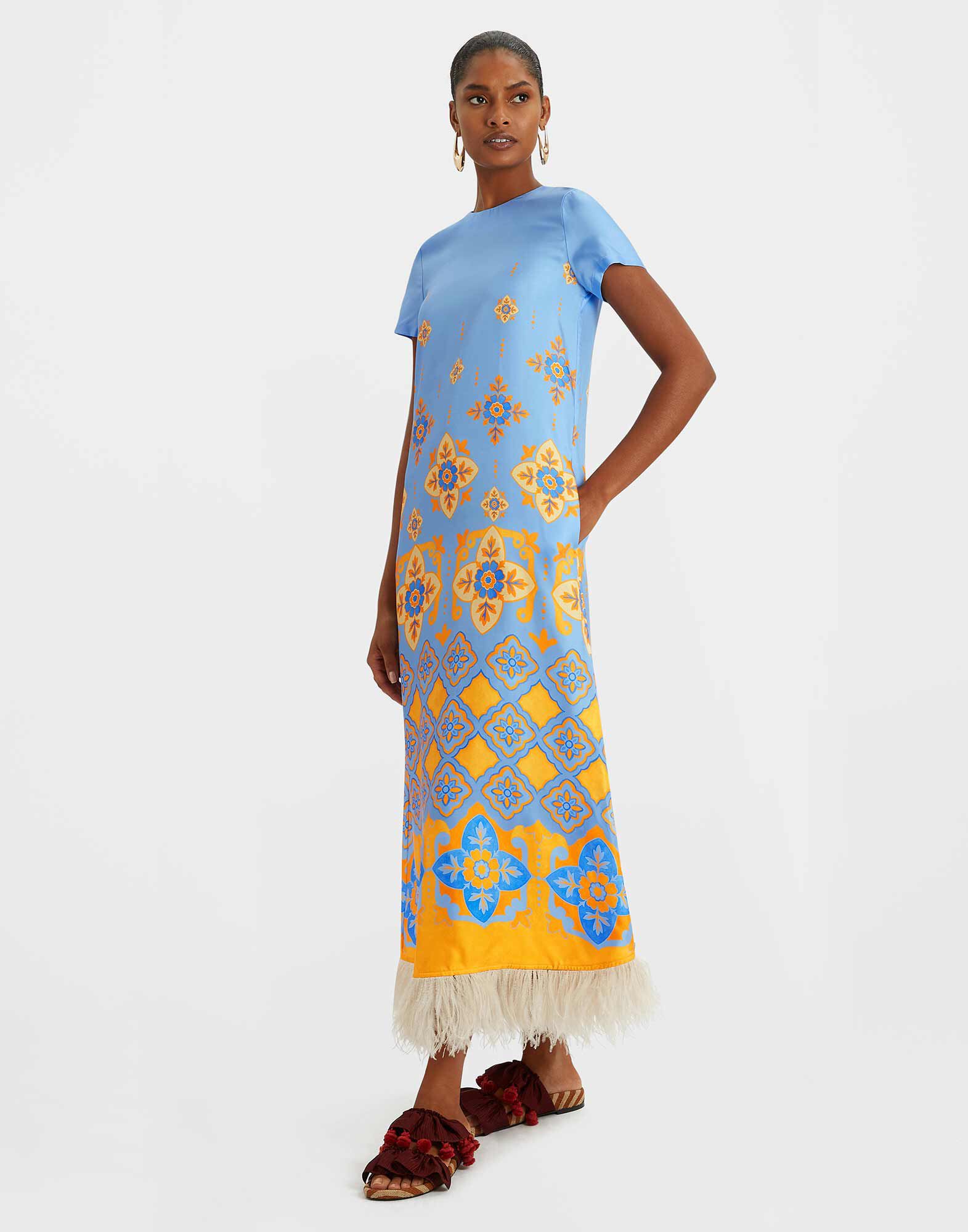 La DoubleJ Swing Dress Partenope Light Blue DRE0316SIL001PRT01BU01