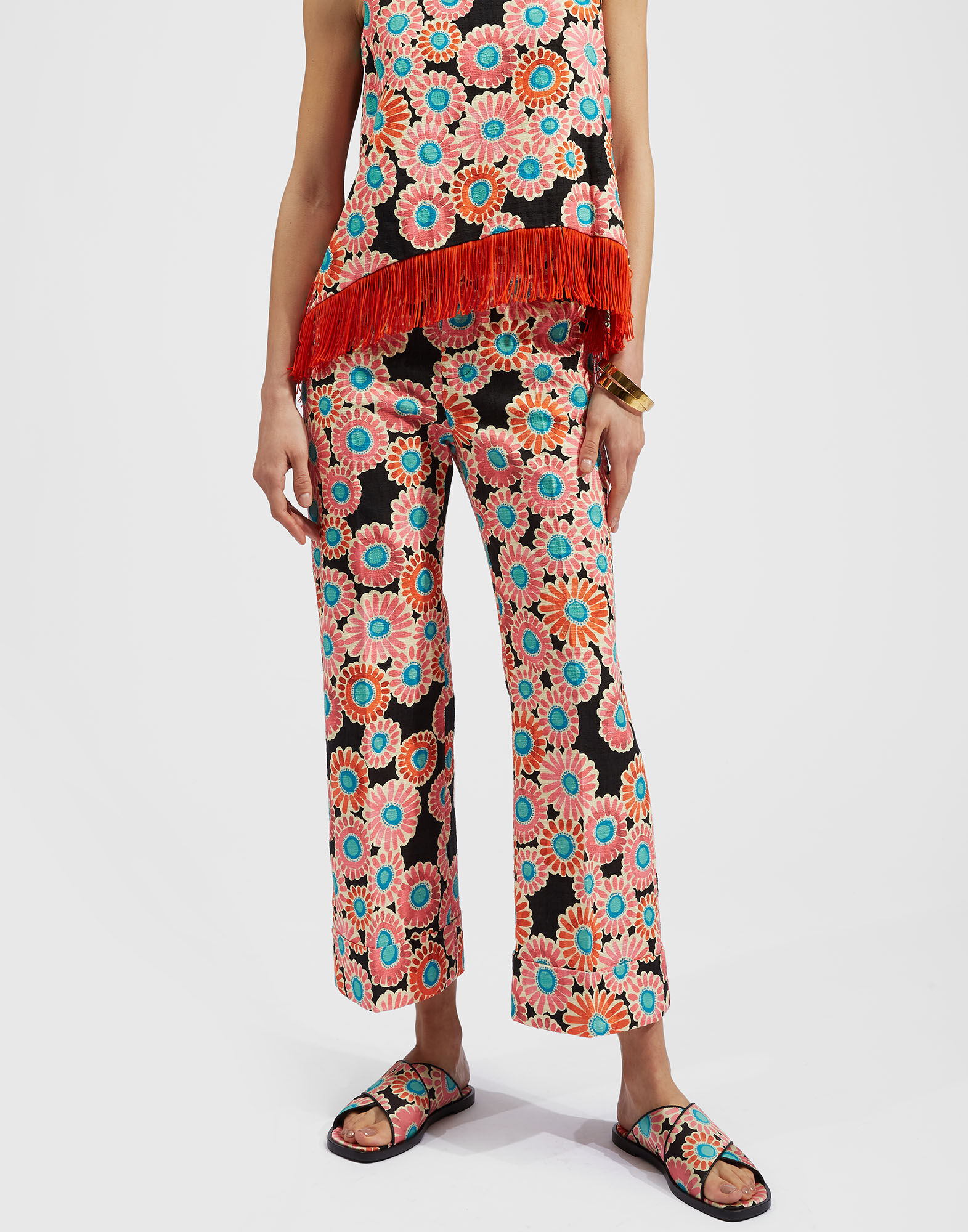 La DoubleJ Hendrix Pants Crazy Daisy Black TRO0014COT005DAY0002