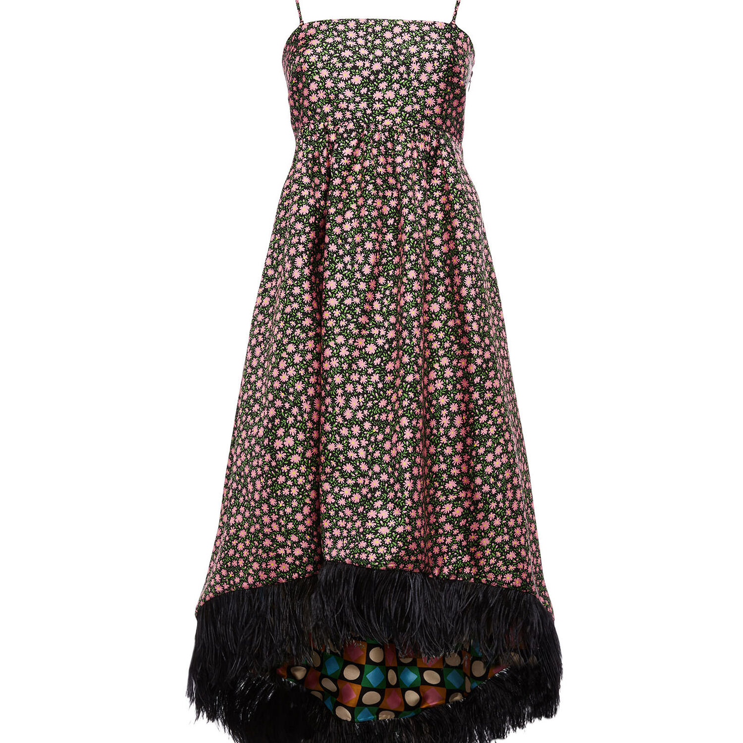 La Doublej La Scala Feather-hem Dress In Daisy