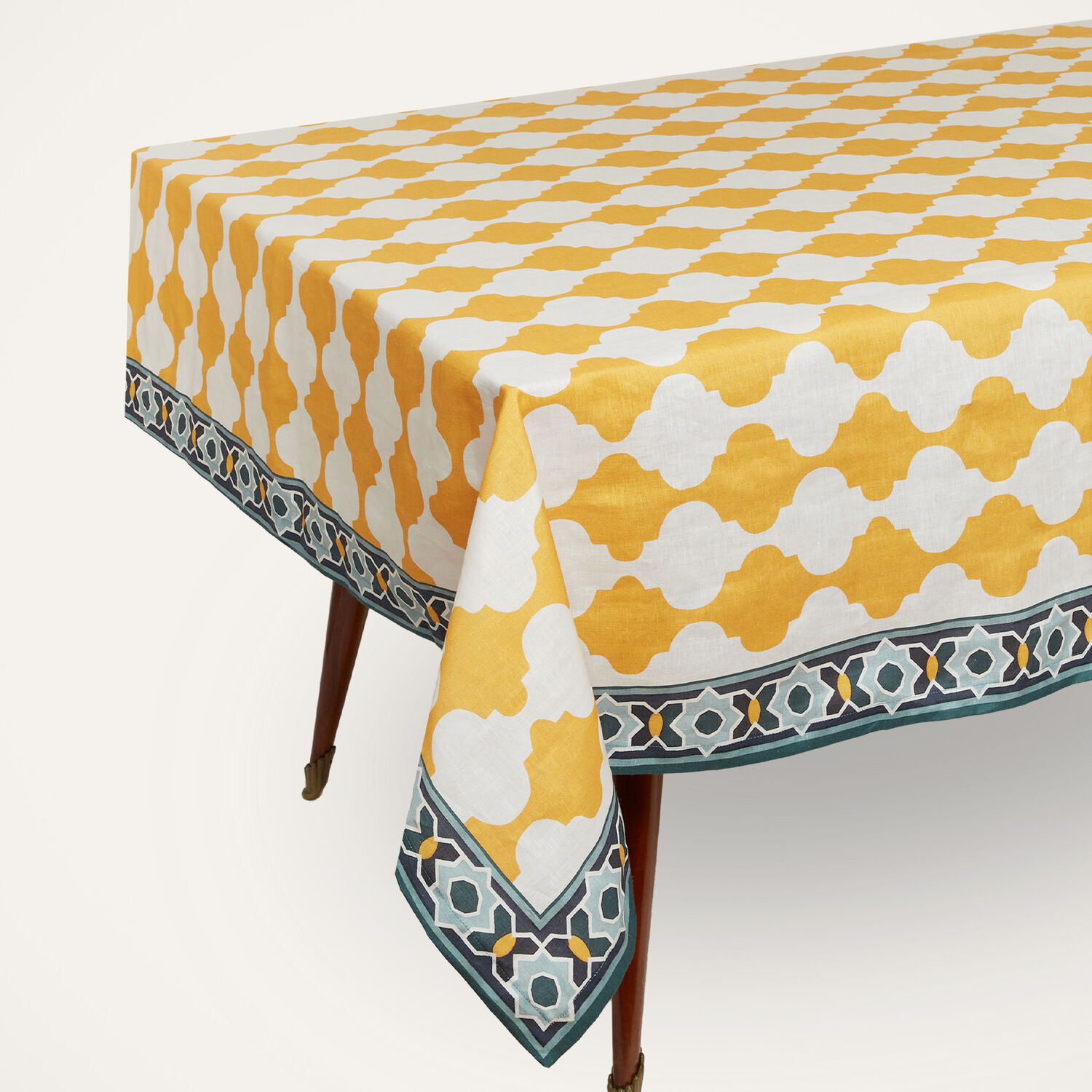 La Doublej Plaza Large Linen Tablecloth In Plaza Yellow