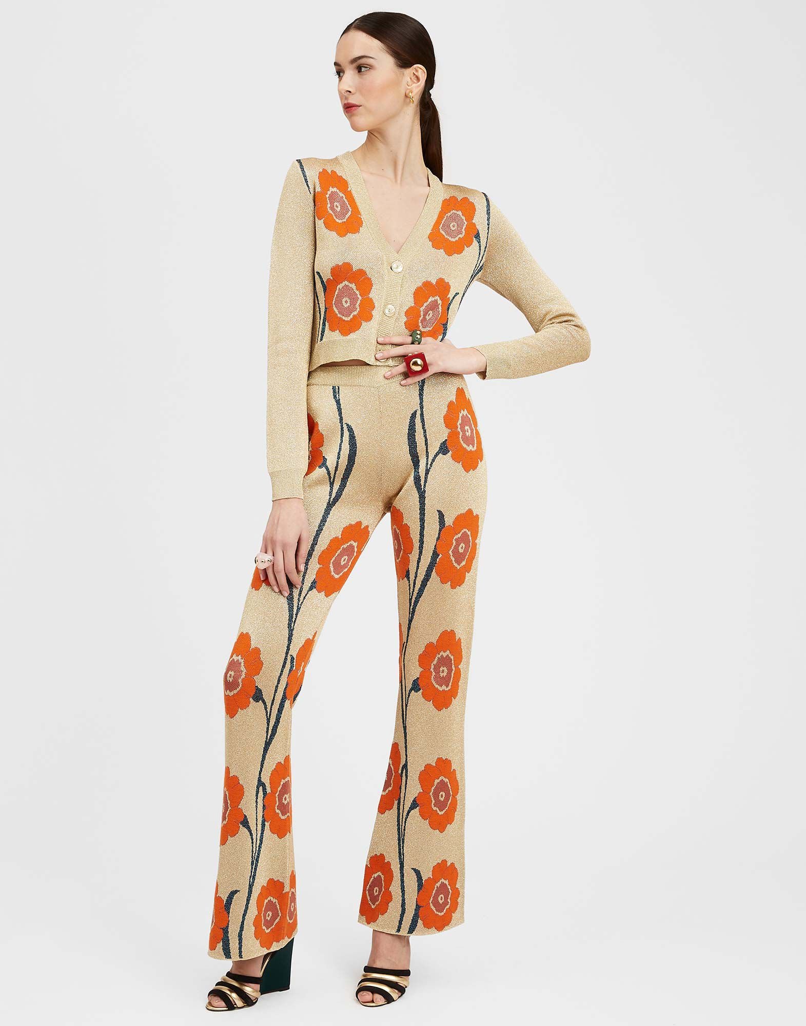 La DoubleJ Daisychain Mini Cardigan Orange & Gold PUL0181KNI097VA209YE05