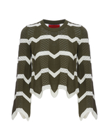 La DoubleJ Chevron Crop Sweater Solid Camouflage PUL0146KNI084VA254GR08