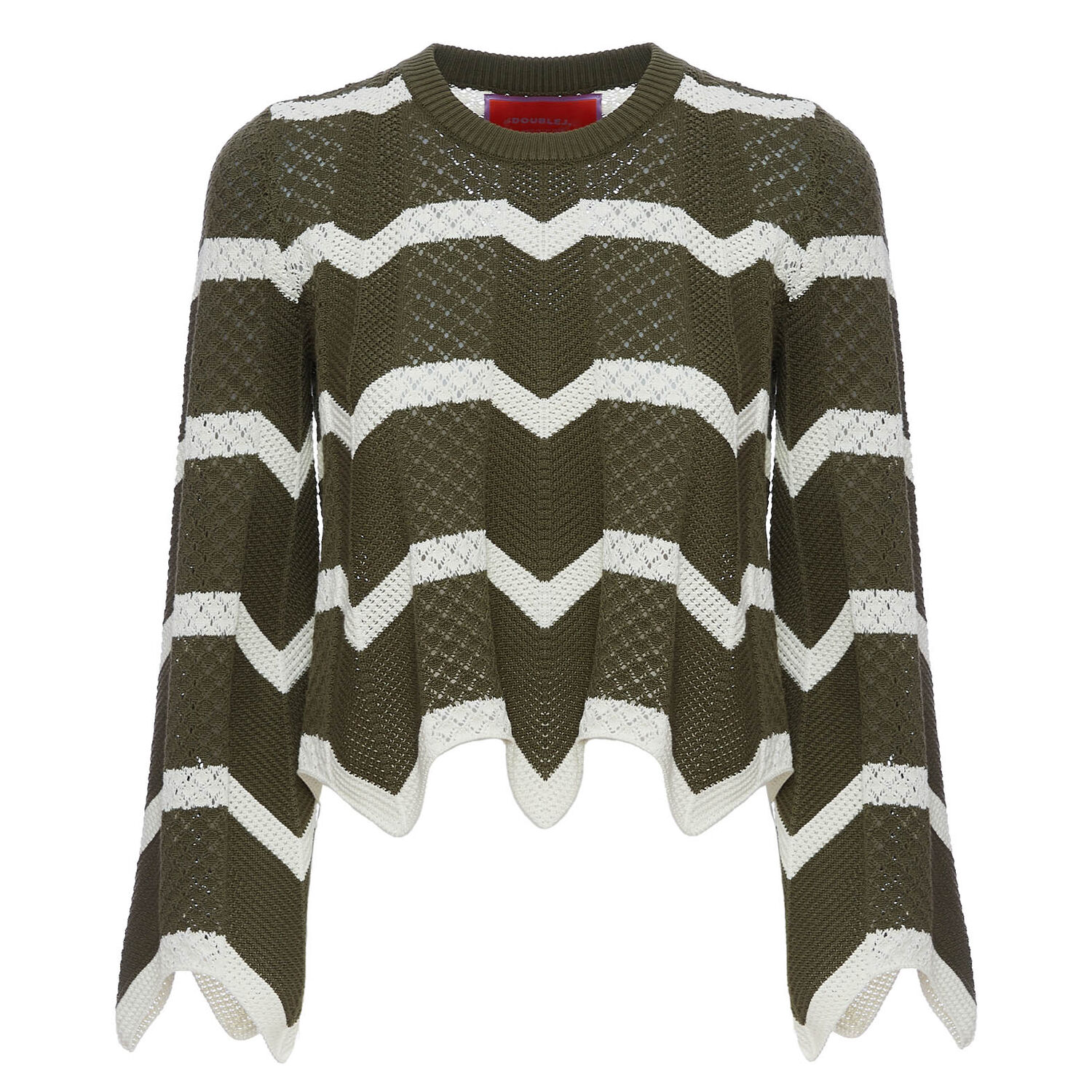 La Doublej Chevron Crop Sweater In Solid Camouflage