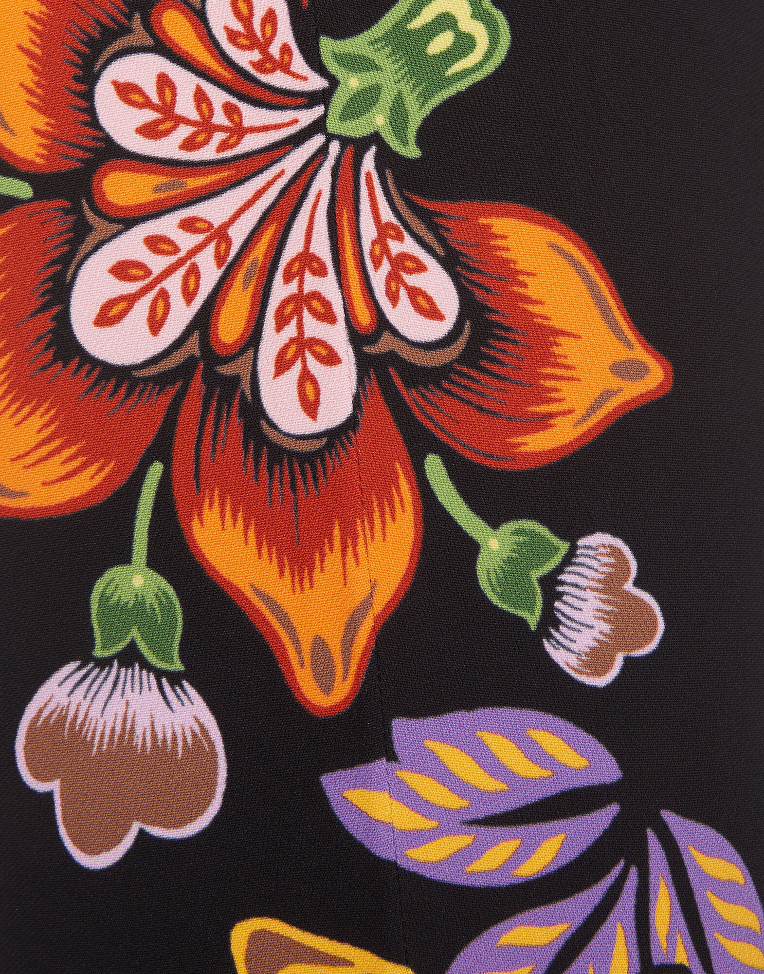 La DoubleJ Stretch Pants Folk Flowers Nero Plac&eacute;e TRO0054JER023FFL0004