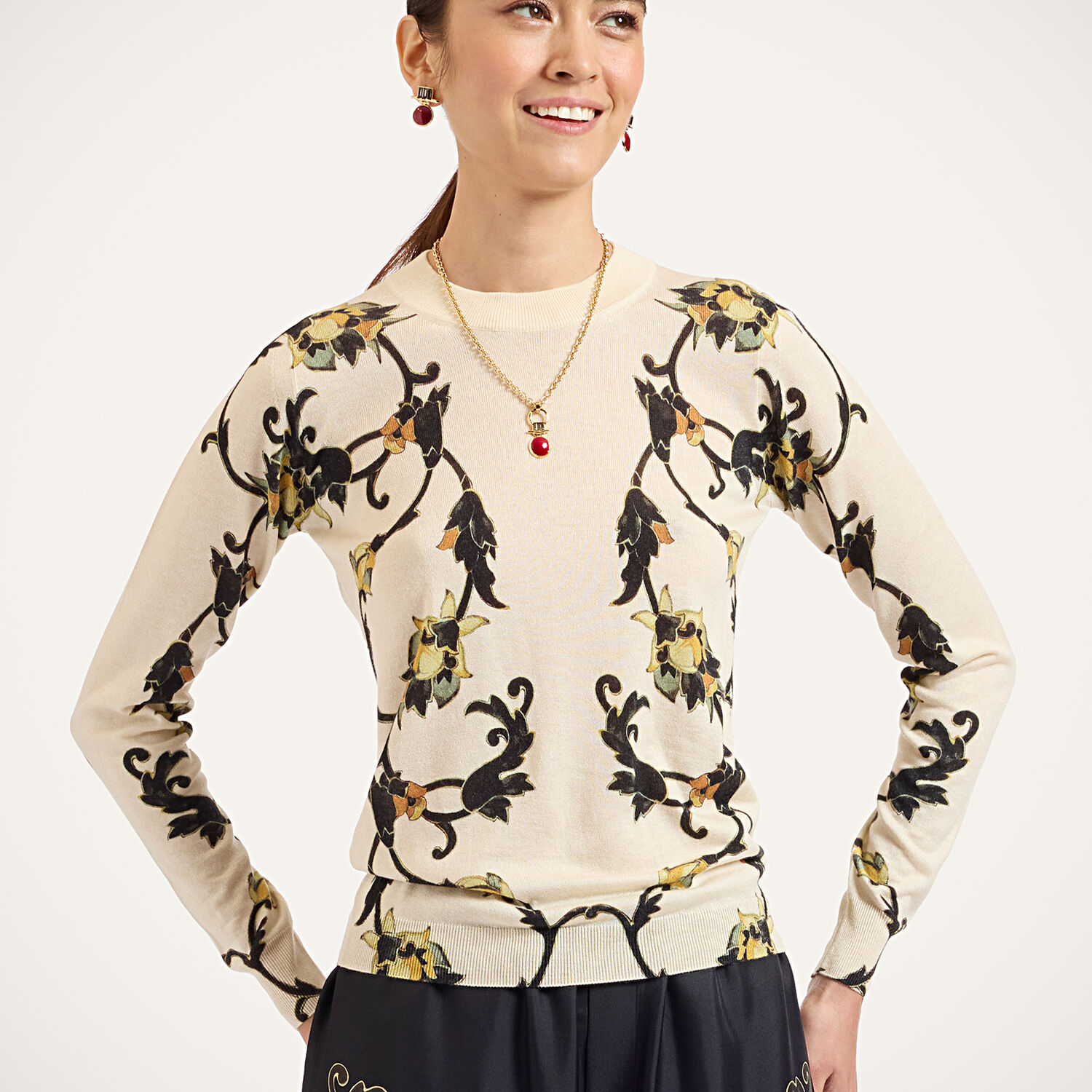 La Doublej Silky Crew Neck In Buttercup Placée White