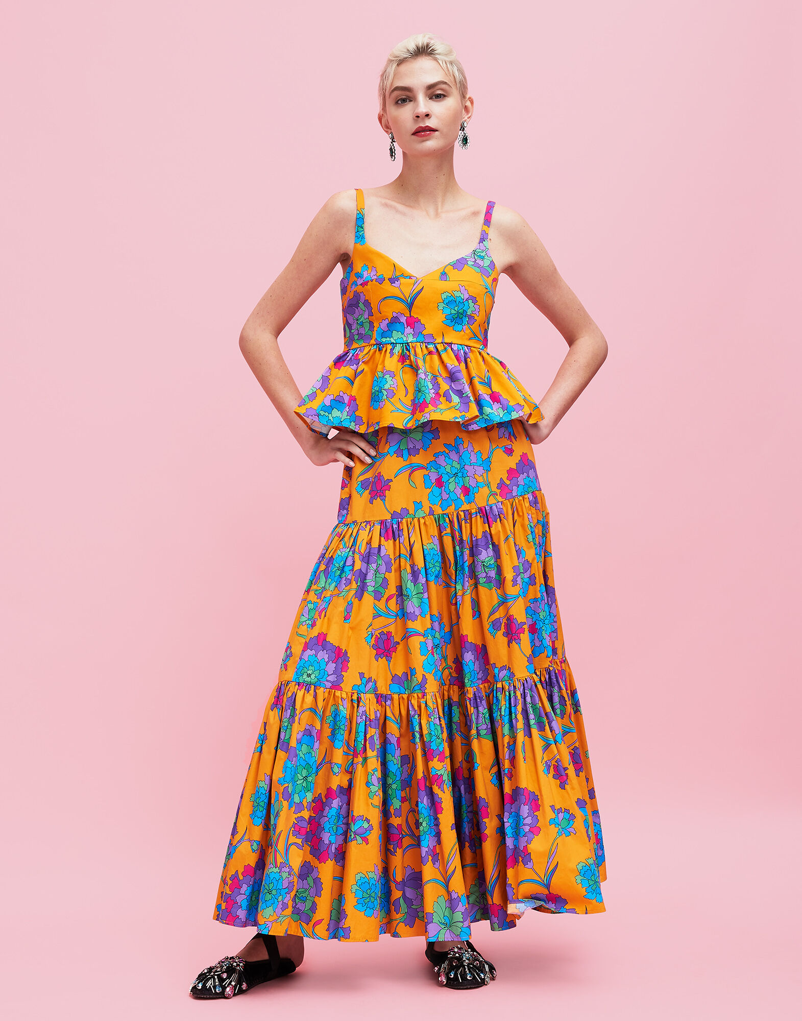 LaDoubleJ Peplum Top Dandelion Arancio TOP0005COT006DAN0002