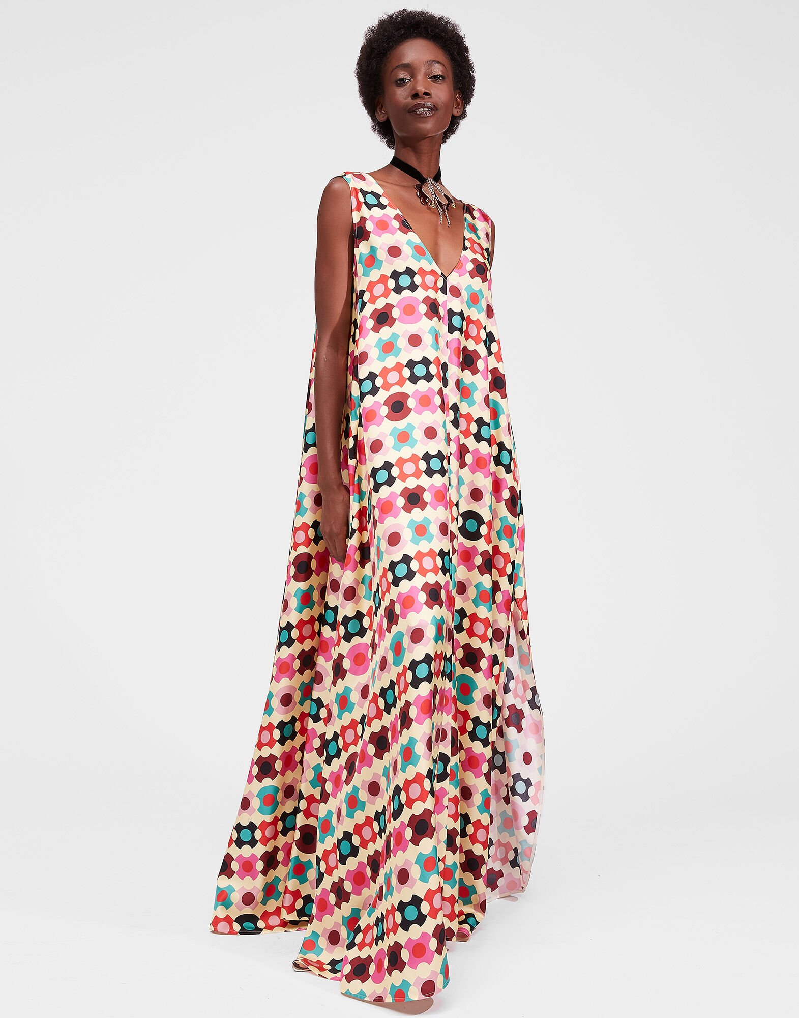 LaDoubleJ Tent Dress Groovy Dot Giallo DRE0242SIL001GRO0003