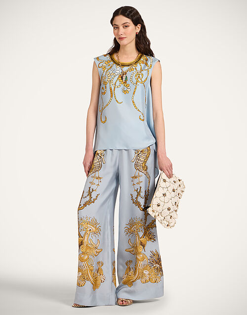 La DoubleJ Palazzo Pants Oceania Plac&eacute;e Light Blue TRO0026SIL026OCE01BU01