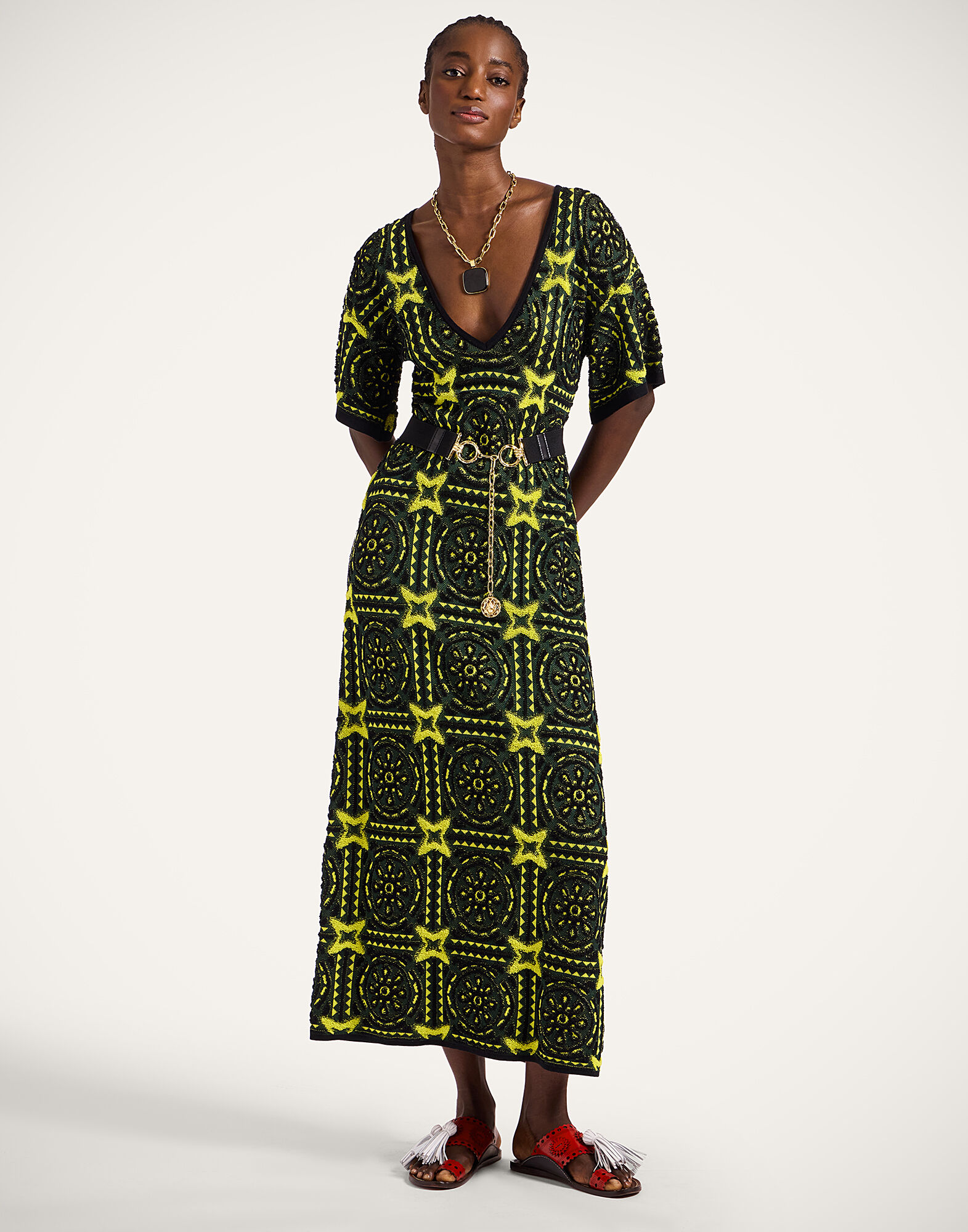 La DoubleJ Sole Star Dress Multicolor Green & Yellow DRE0938KNI160VA373GR02