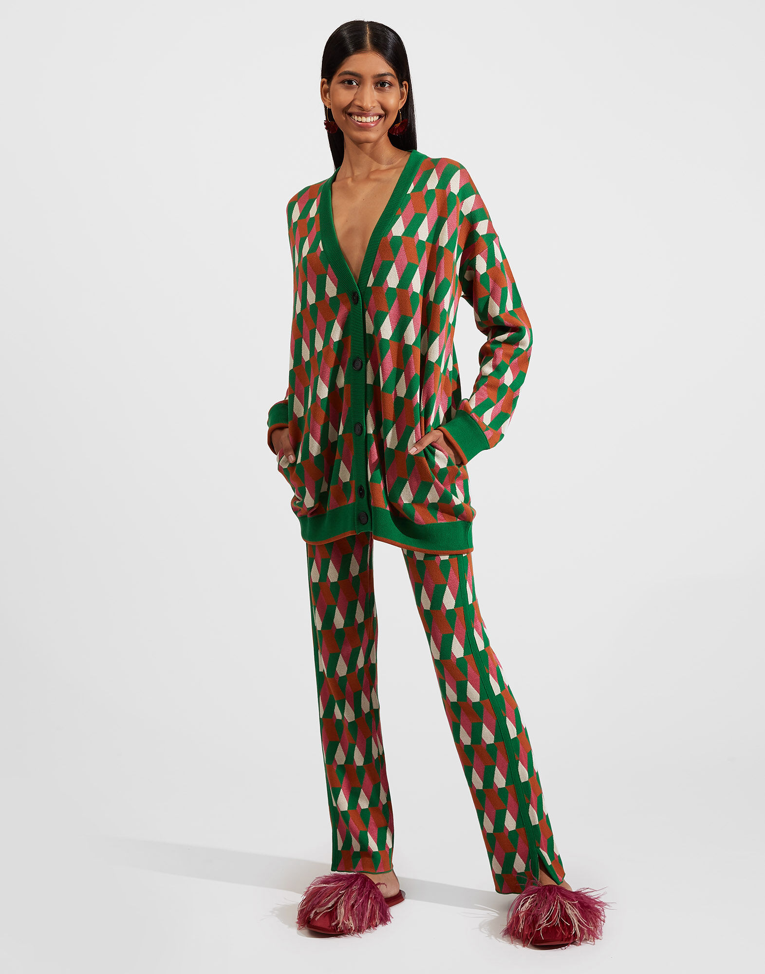 La DoubleJ Knit Leisure Joggers Diamond Verde TRO0045KNI044VAR0079