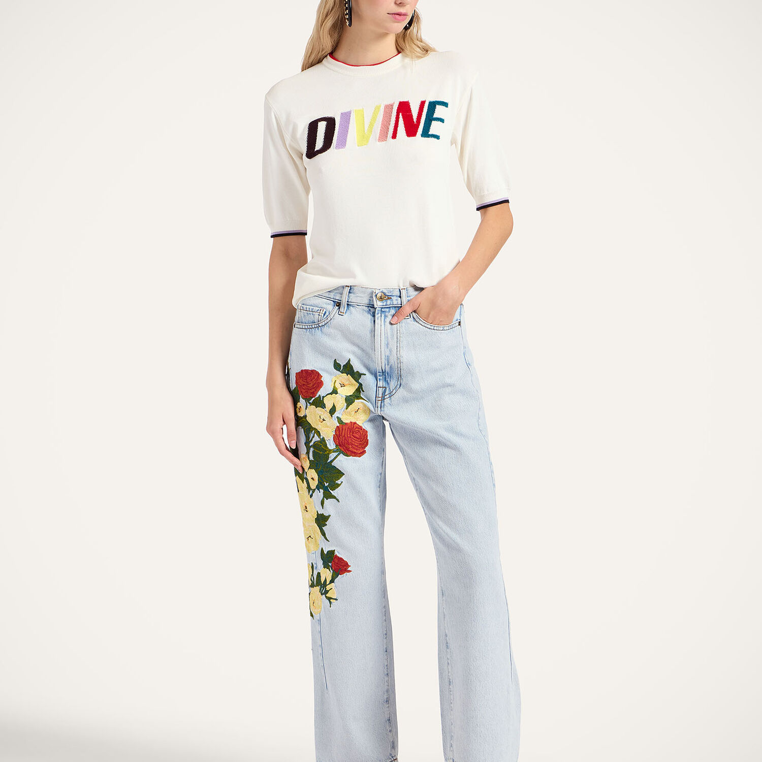  La Doublej J.j.'s Nantucket Suitcase Women - Divine Tee Divine White M 88% Viscose 8% Cotton 4% Polyester 