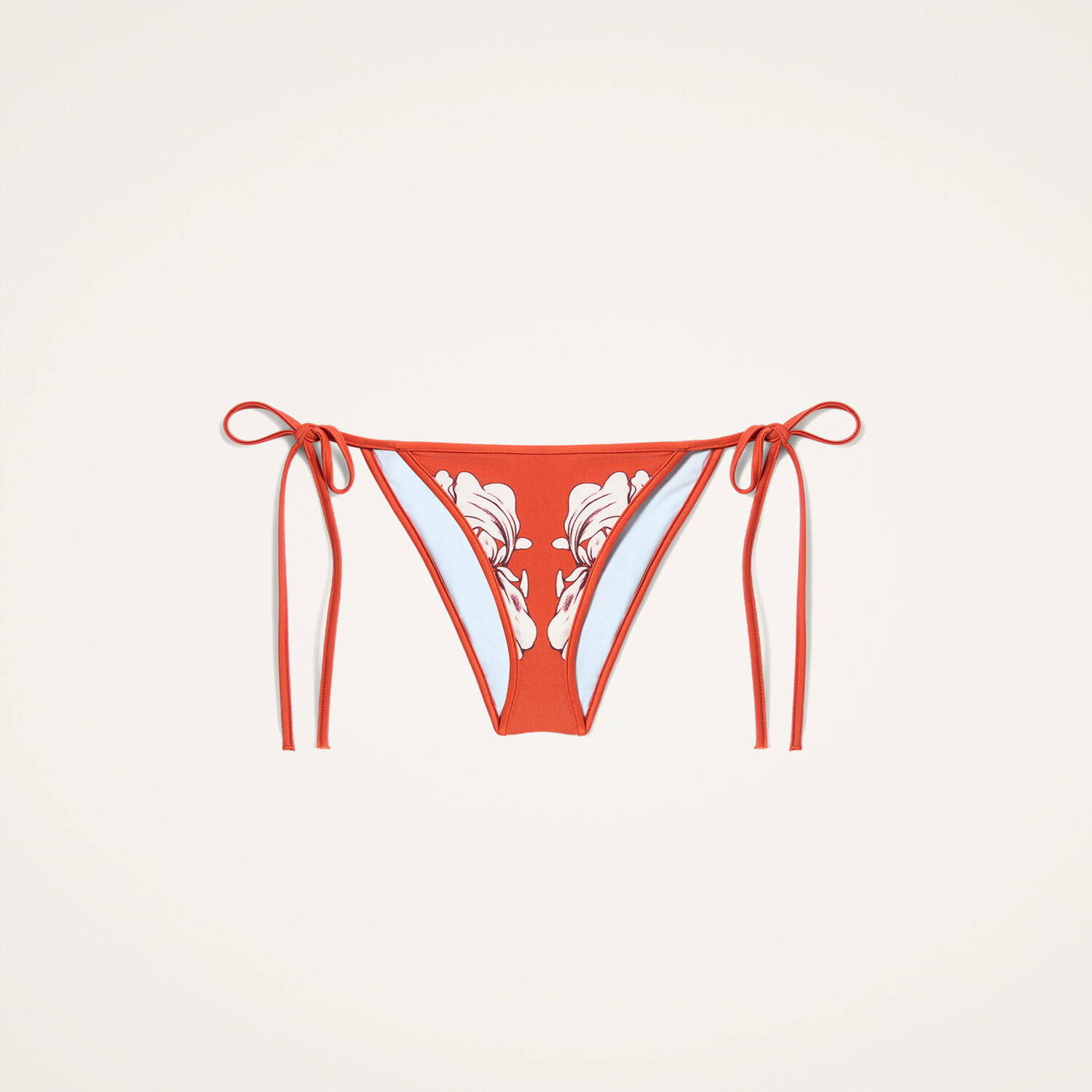 La Doublej Floral-print Bikini Bottoms In Iris Placée Dark Orange