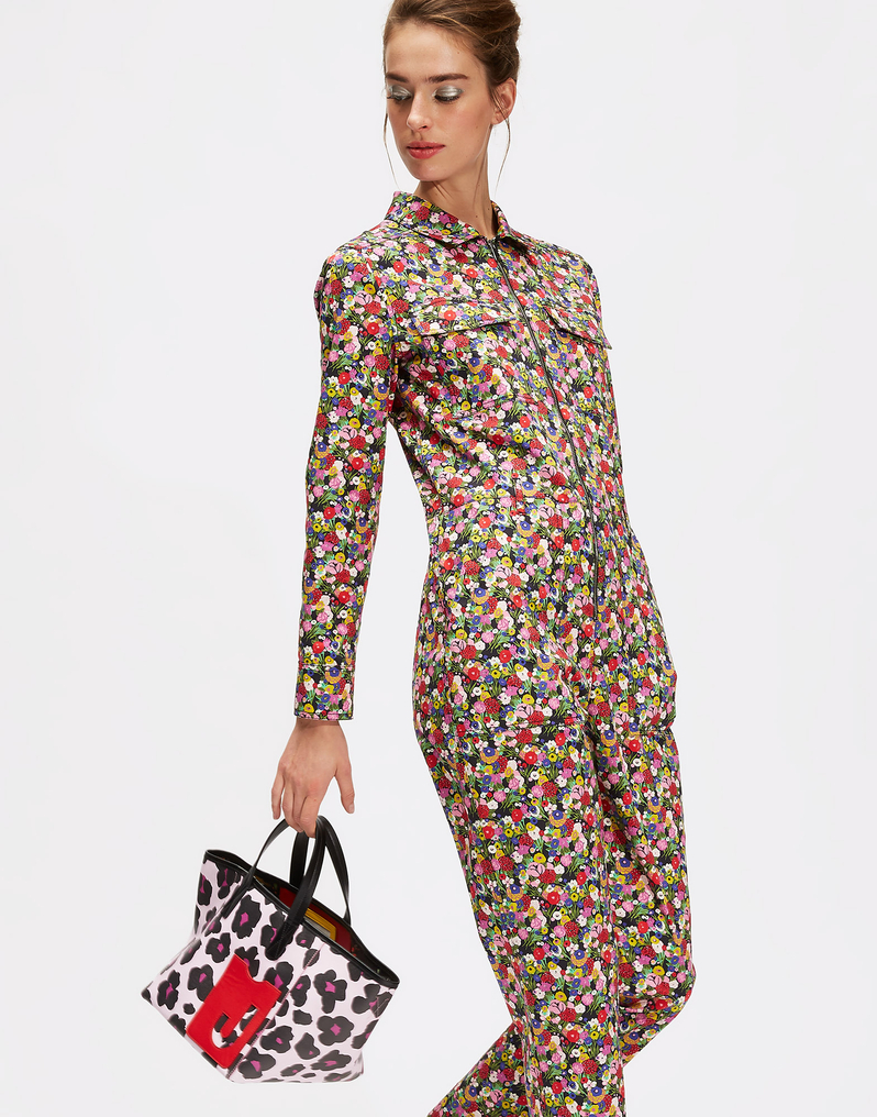 LaDoubleJ Mini Mama Tote Bag LaDoubleJ Mini Mama Tote Bag Flower Leopard Rosa BAG0004LEA002FLL0003