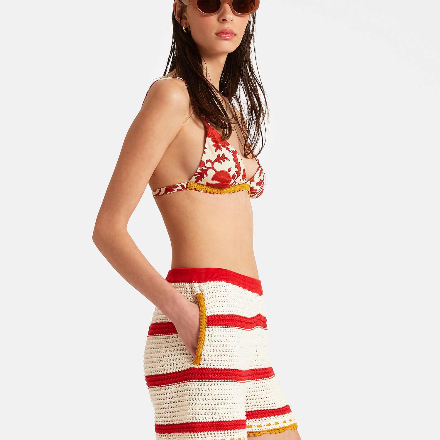 La Doublej Salt'n'vinegar Shorts In Cream & Red