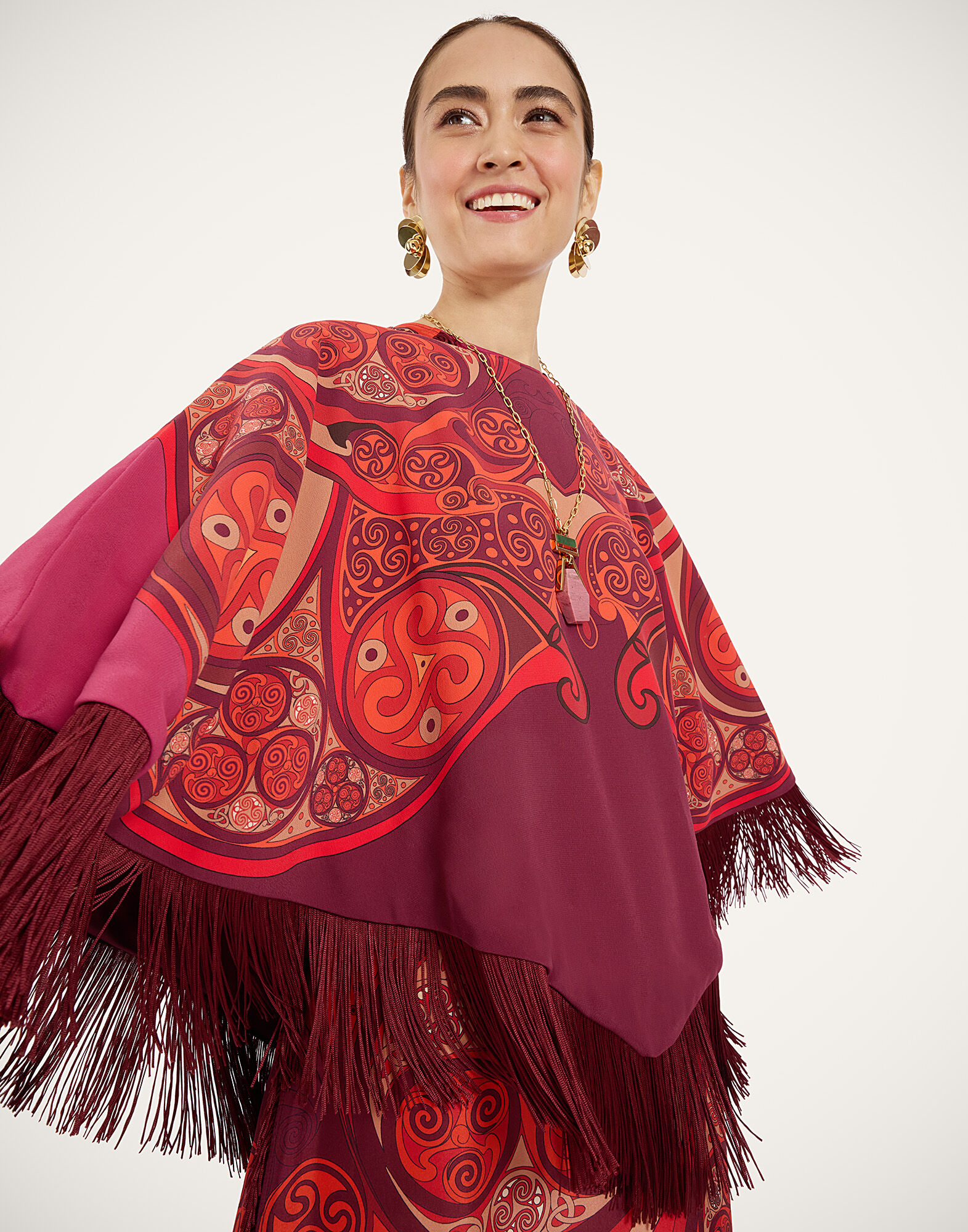 La DoubleJ Mini Poncho Alchemy Plac&eacute;e Dark Red SCA0077VIS036ALC03RE40