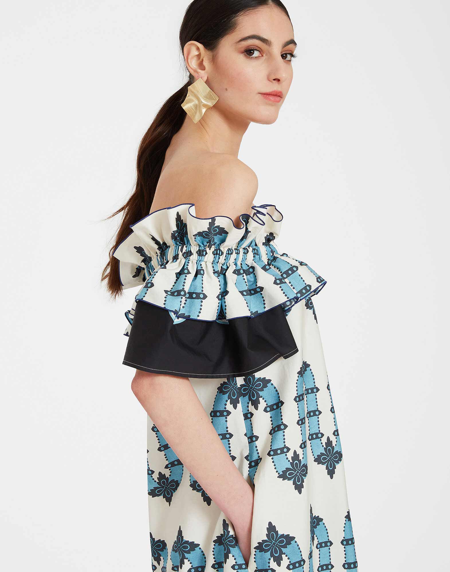 La DoubleJ Breakfast Dress Scirocco Plac&eacute;e Ivory DRE0331COT039SCI03WH04