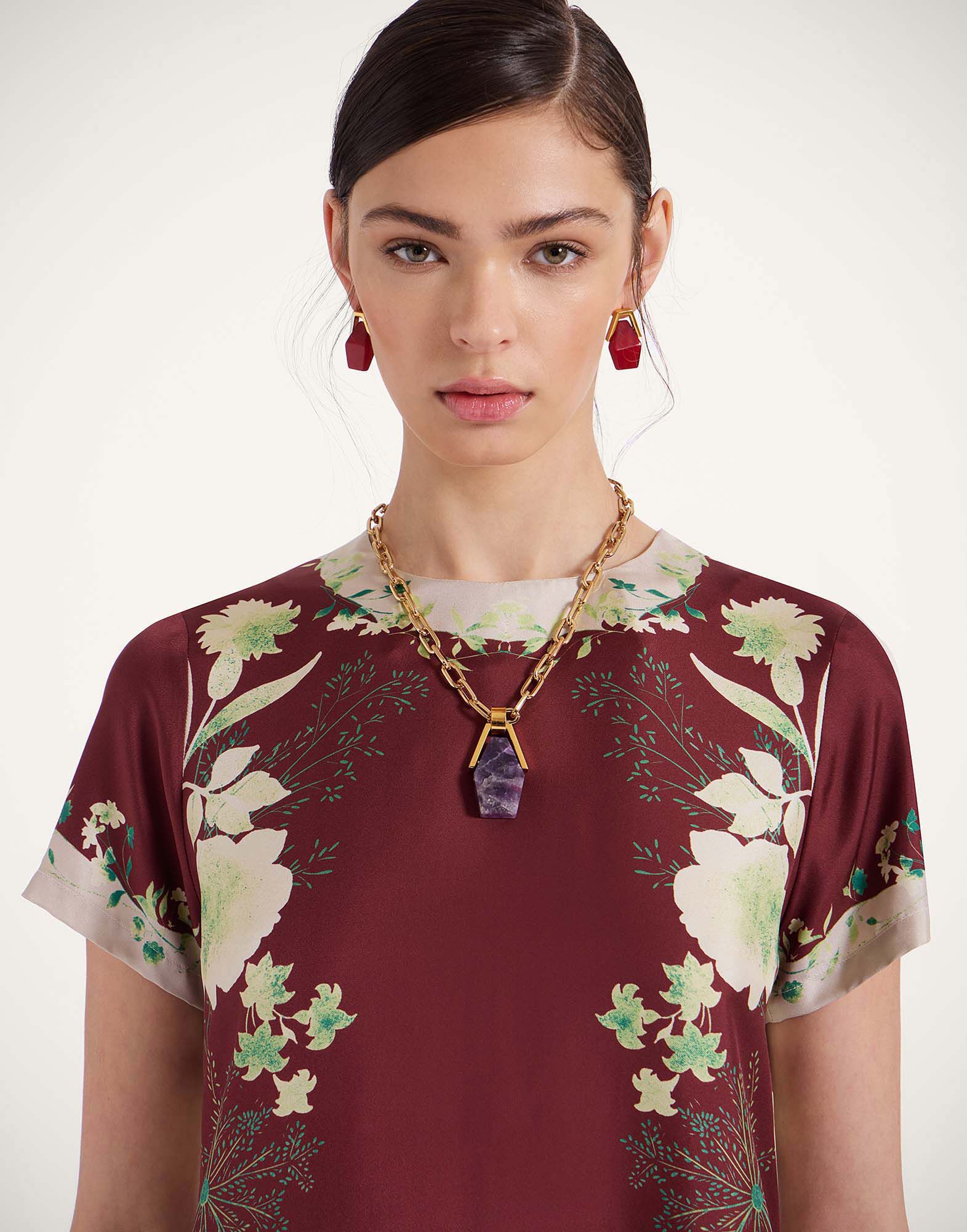 La DoubleJ Swing Dress Woodland Plac&eacute;e Burgundy DRE0128SIL006WOD01RE02