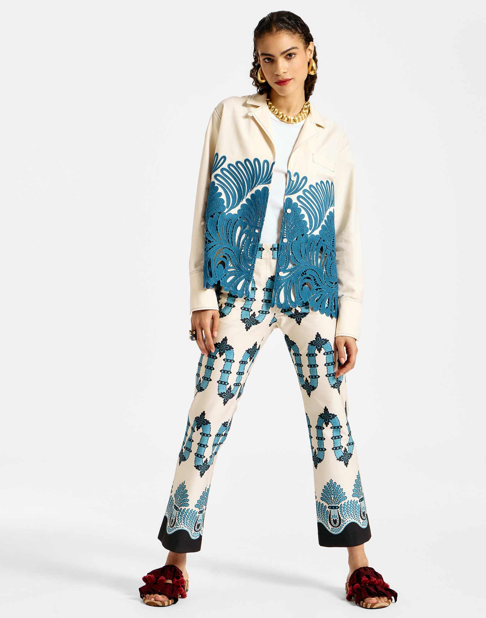 La DoubleJ 24/7 Pants Scirocco Plac&eacute;e Ivory TRO0069COT006SCI03WH04