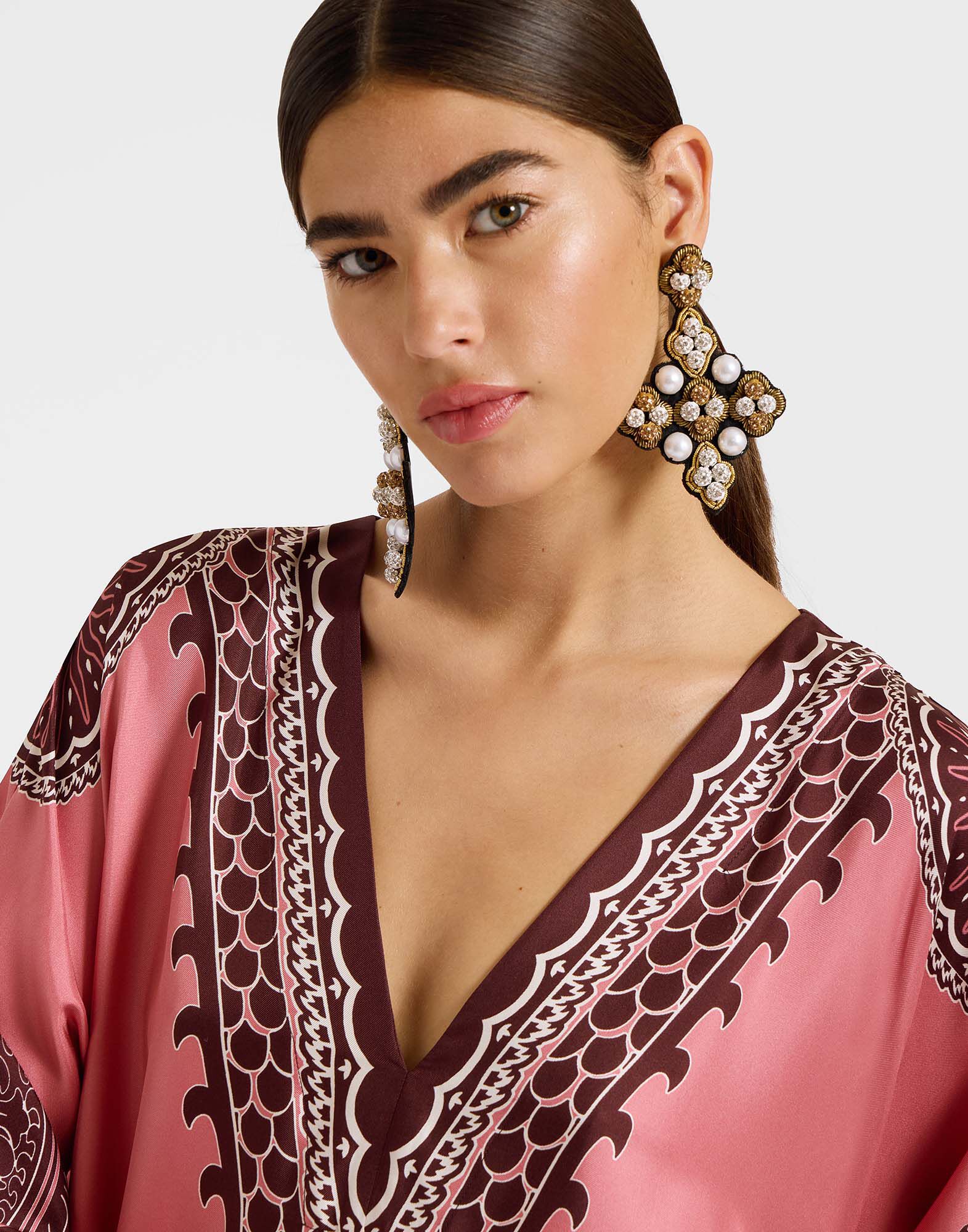 La DoubleJ Muumuu Dress Oltrarno Plac&eacute;e Pink DRE0225SIL006OLT03PI01