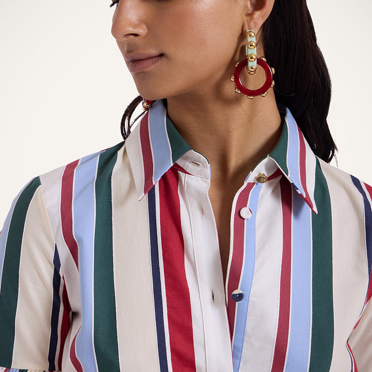 La Doublej Choux Ruffled Striped Cotton-blend Mini Dress In Stripes Multicolor