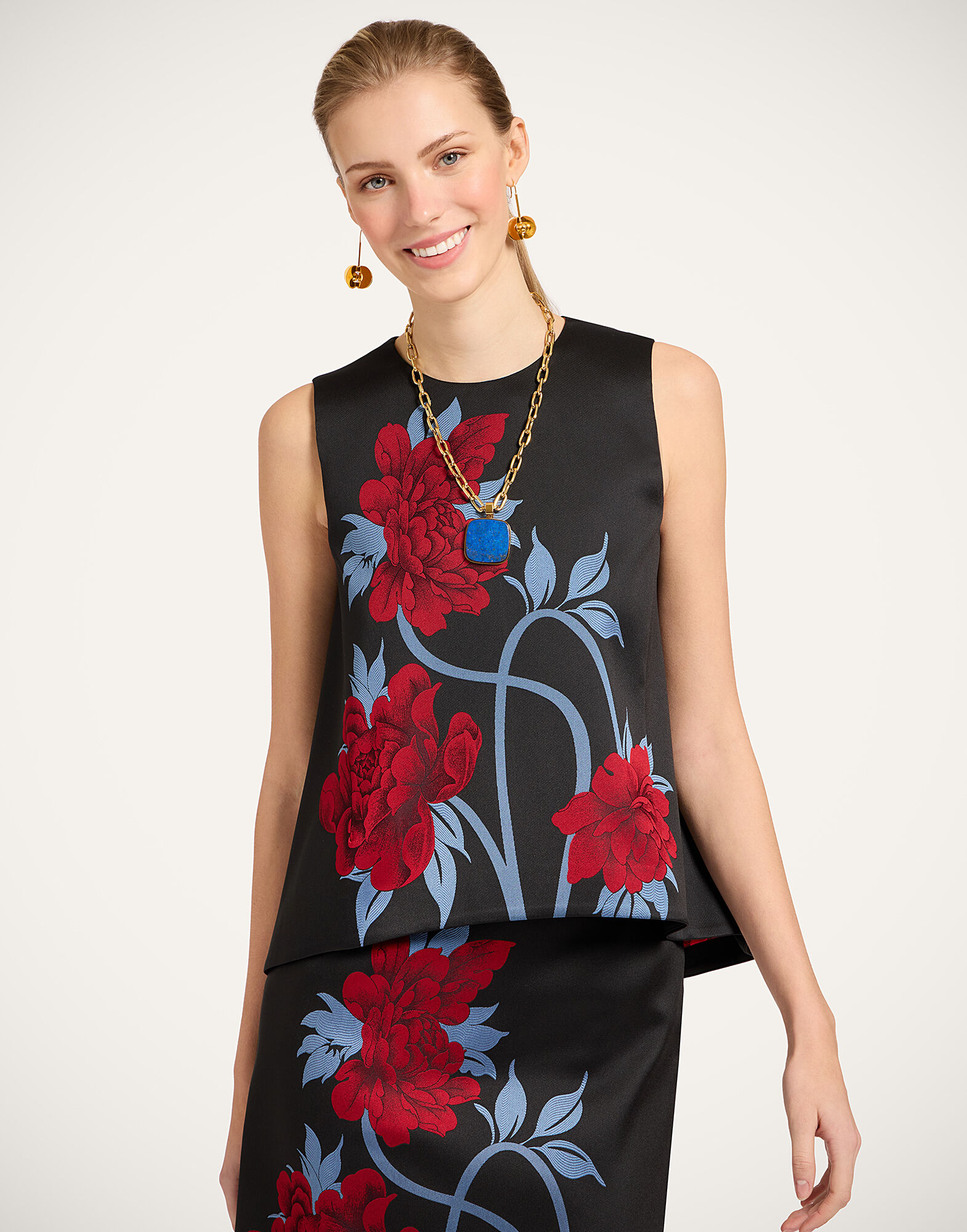 La DoubleJ La Scala Top Peonies Blue TOP0016JCQ135PEO08BU03