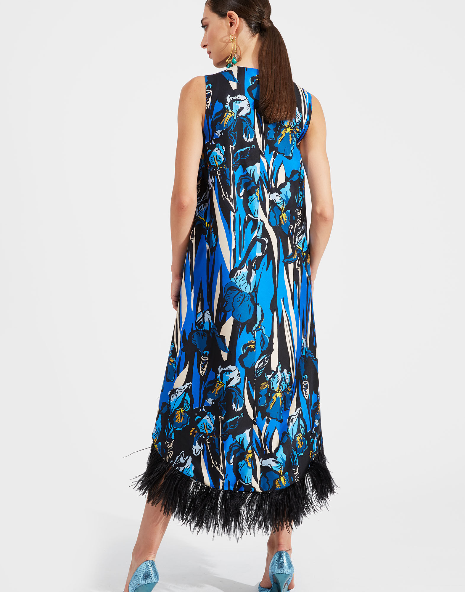 LaDoubleJ La Scala High Dress (With Feathers) Iris DRE0211SIL001IRI0001