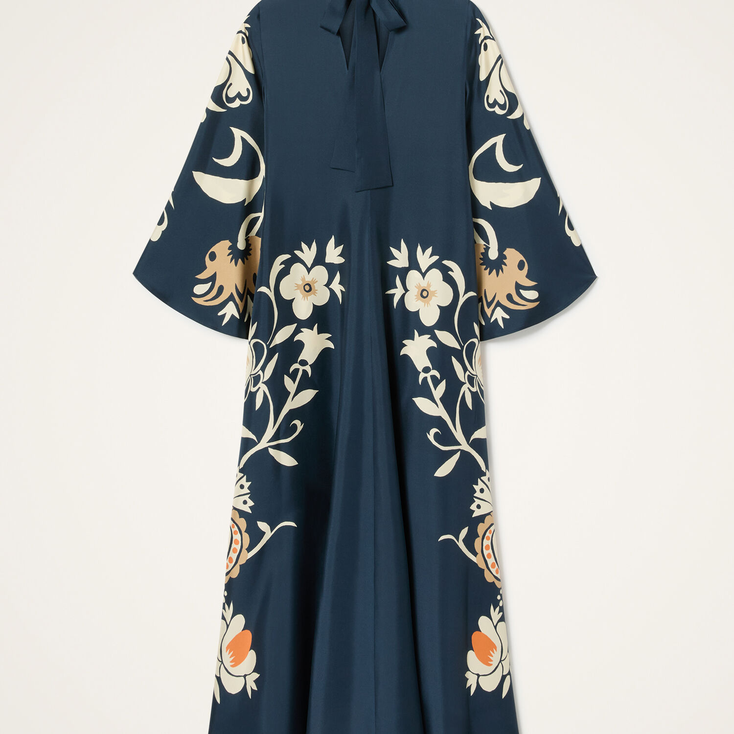 La Doublej Scarf-detailed Printed Silk-twill Maxi Dress
