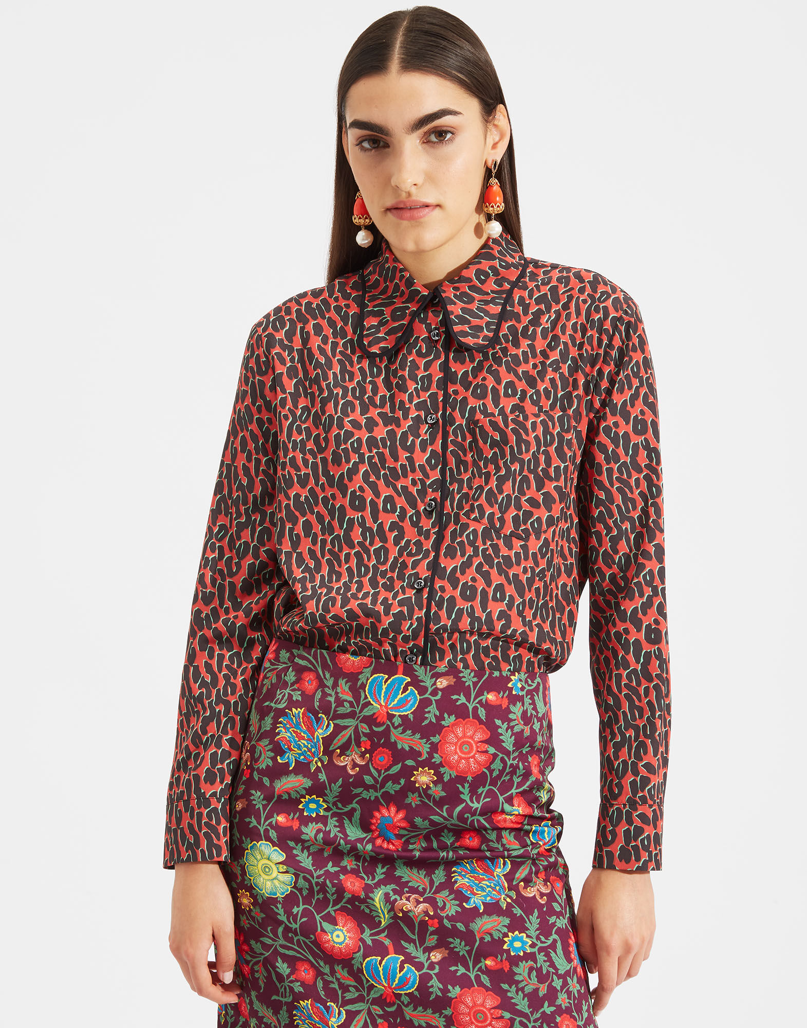 LaDoubleJ Rodeo Shirt Leopard Rosso SHI0025SPO001LEO0002