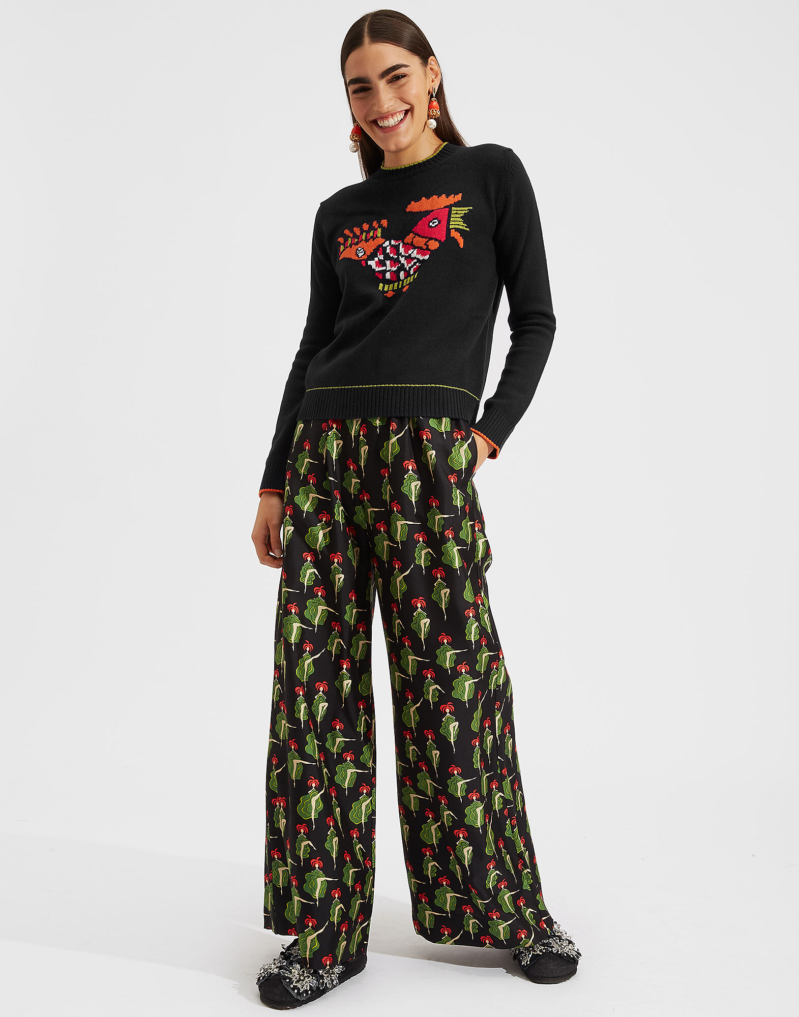 LaDoubleJ Intarsia Crew Neck Nero PUL0004KNI001BLA0002