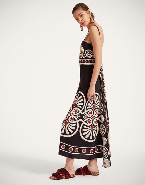 La DoubleJ Slip-Around Dress Medallion Plac&eacute;e Black DRE0562CRE002MED01BL01