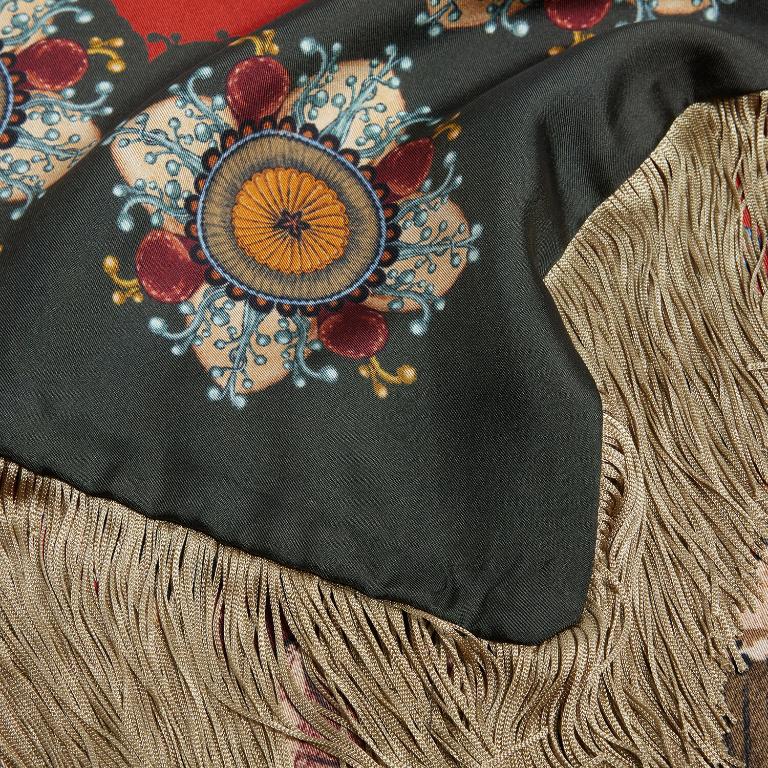 La Doublej Fringe Triangle Scarf In Brown