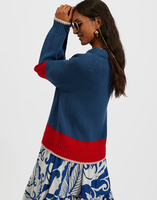 La DoubleJ Boy Sweater Blu-Rosso PUL0064KNI040VAR0101