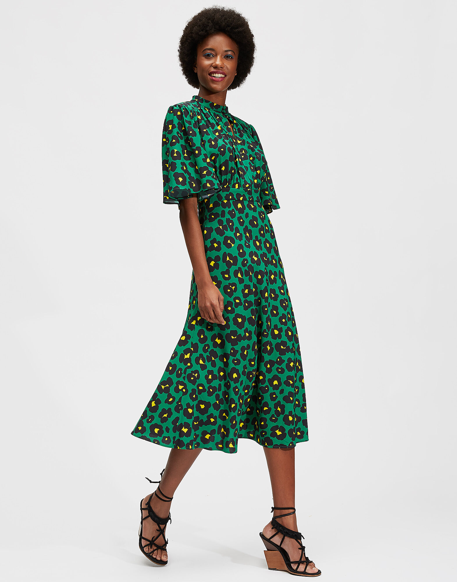 LaDoubleJ Joan Dress Flower Leopard Verde DRE0103VIS001FLL0002