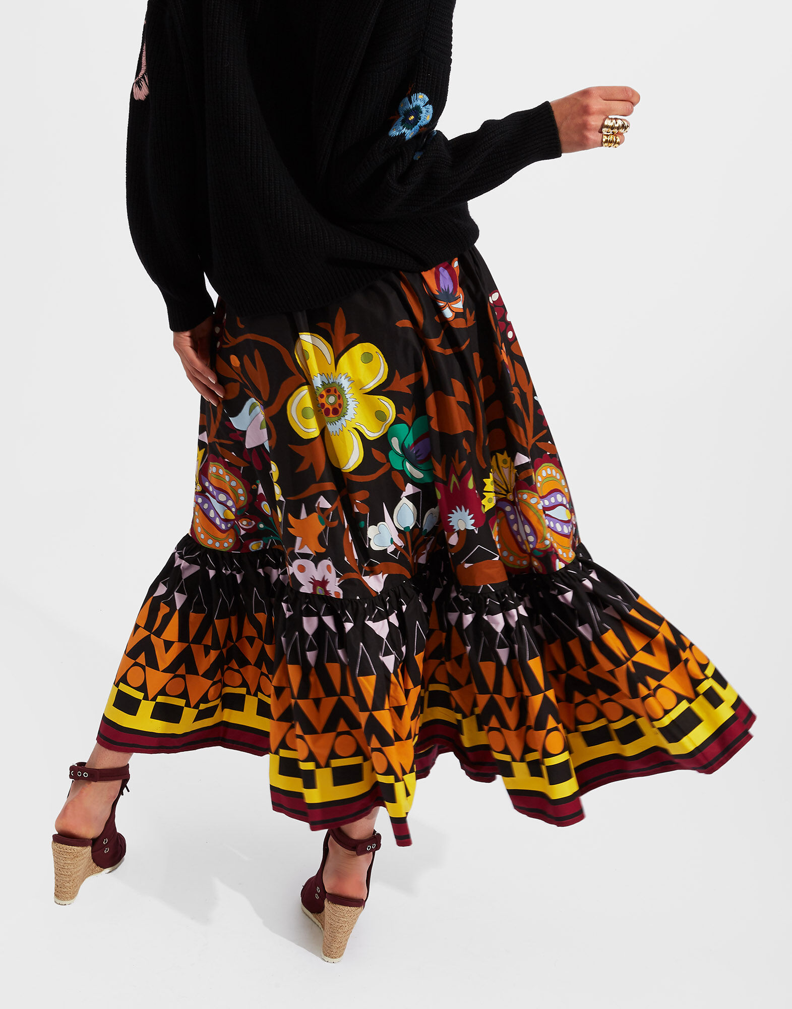 LaDoubleJ Sunset Skirt Selva Nero SKI0056COT015SLV0001