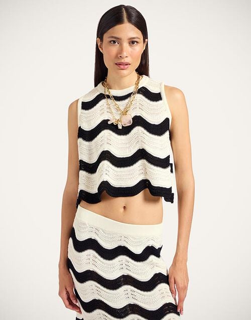 La DoubleJ Chevron Top La DoubleJ Chevron Top Bicolor Black & Ivory PUL0266KNI158VA369BR05