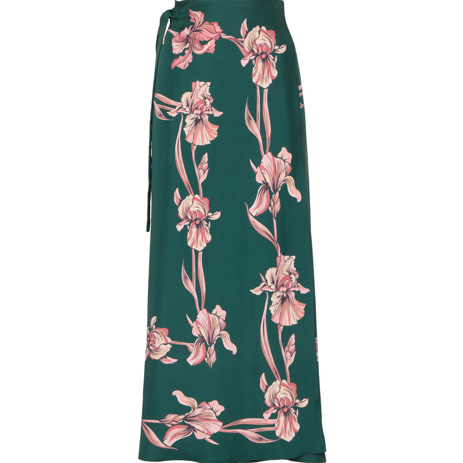 La Doublej Floral-print Sarong Skirt In Iris Placée Dark Green
