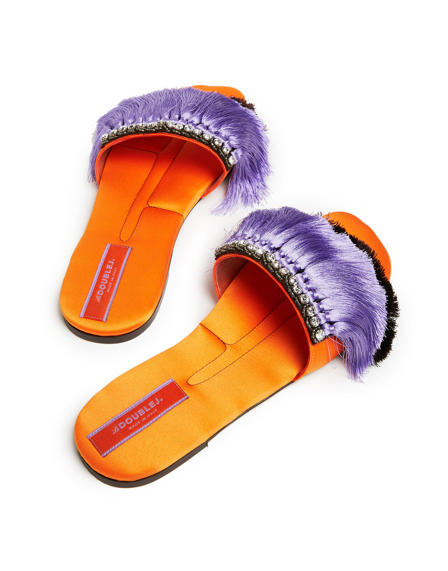 La DoubleJ Fringe Slipper Arancio / Lilla SHO0039RAS007MUL0056