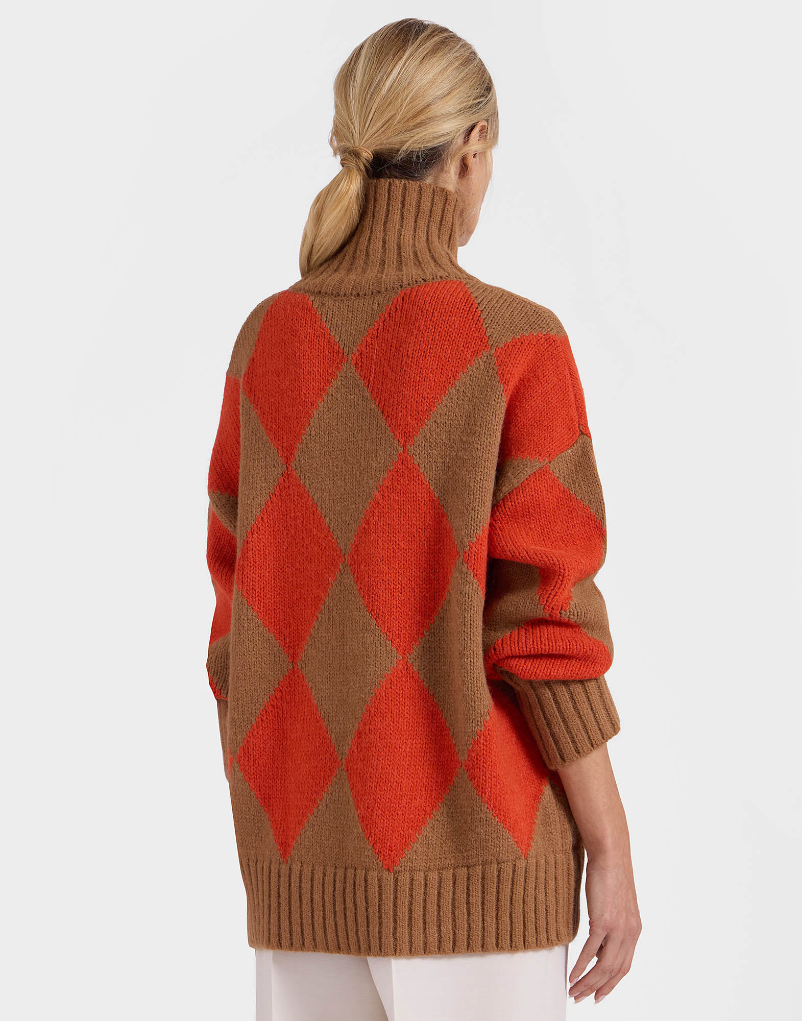 Argyle Sweater in Camel Orange fur Damen La DoubleJ