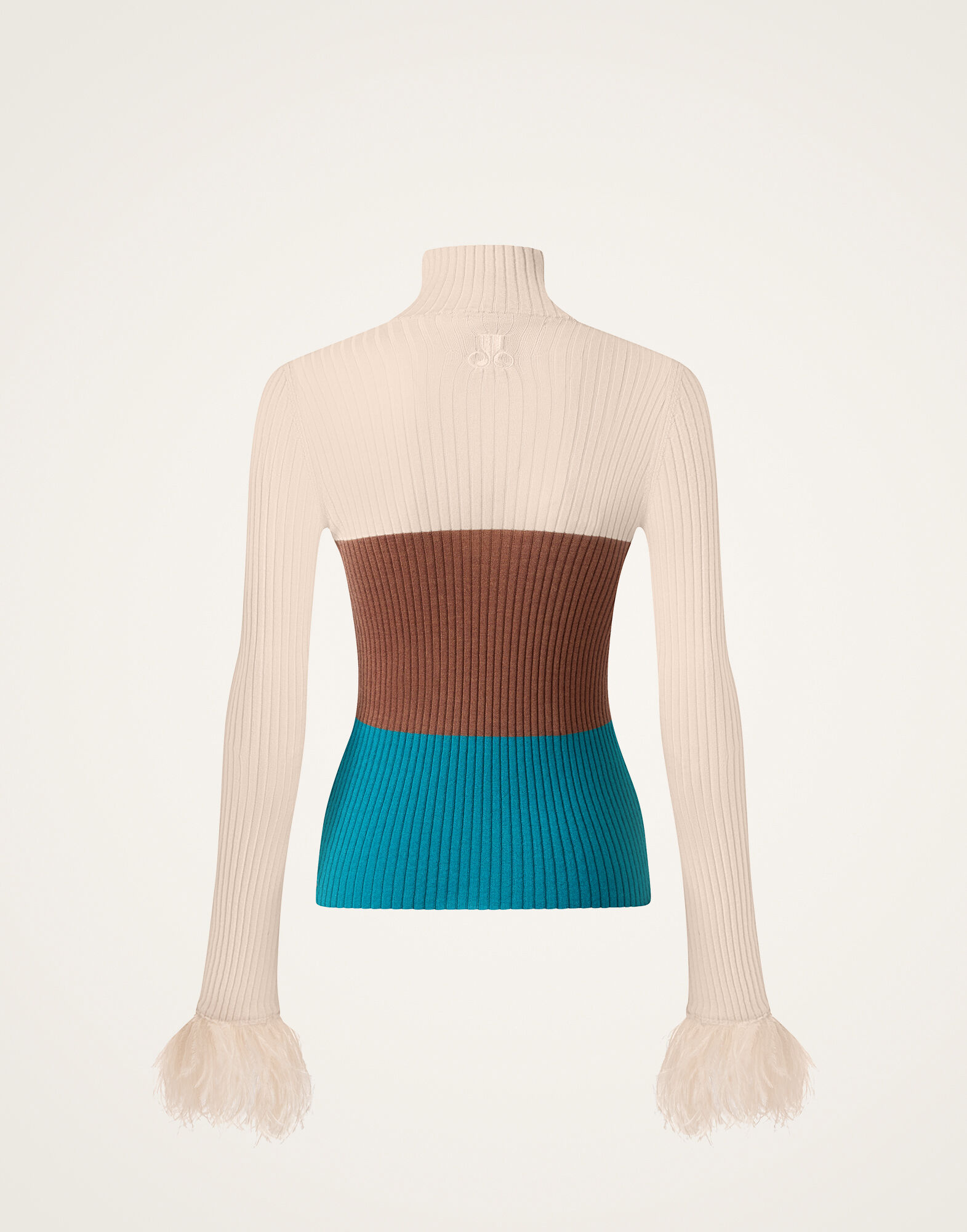 La DoubleJ High Kick Top Color Block Ecru, Tobacco, and Light Blue PUL0167KNI091VA526BR05
