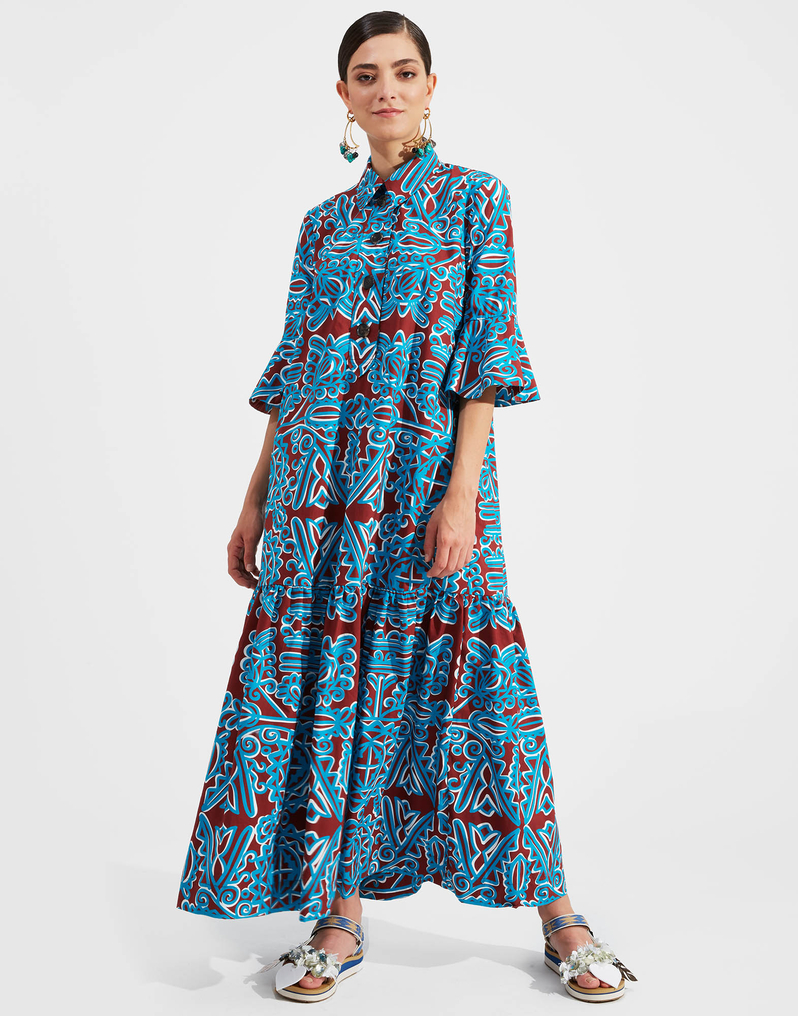 LaDoubleJ Artemis Dress LaDoubleJ Artemis Dress Parnaveg Turchese DRE0176COT001PRN0003