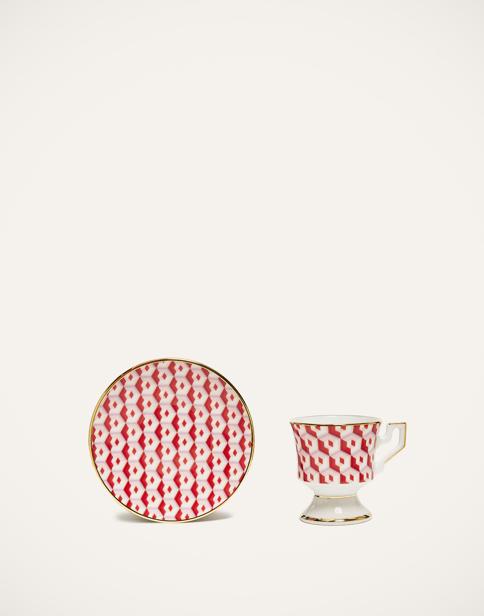 La DoubleJ Espresso Cup & Saucer Set of 2 Cubi Rosso DIS0007CER001CUB0005