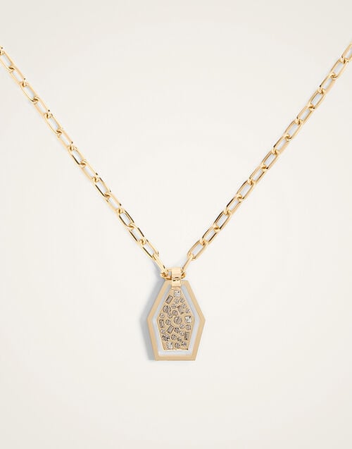 La DoubleJ Sparkly Swinging Portal Necklace 24K Gold Plate & Swarovski Crystals NEC0042BRA007SOLIDYE05