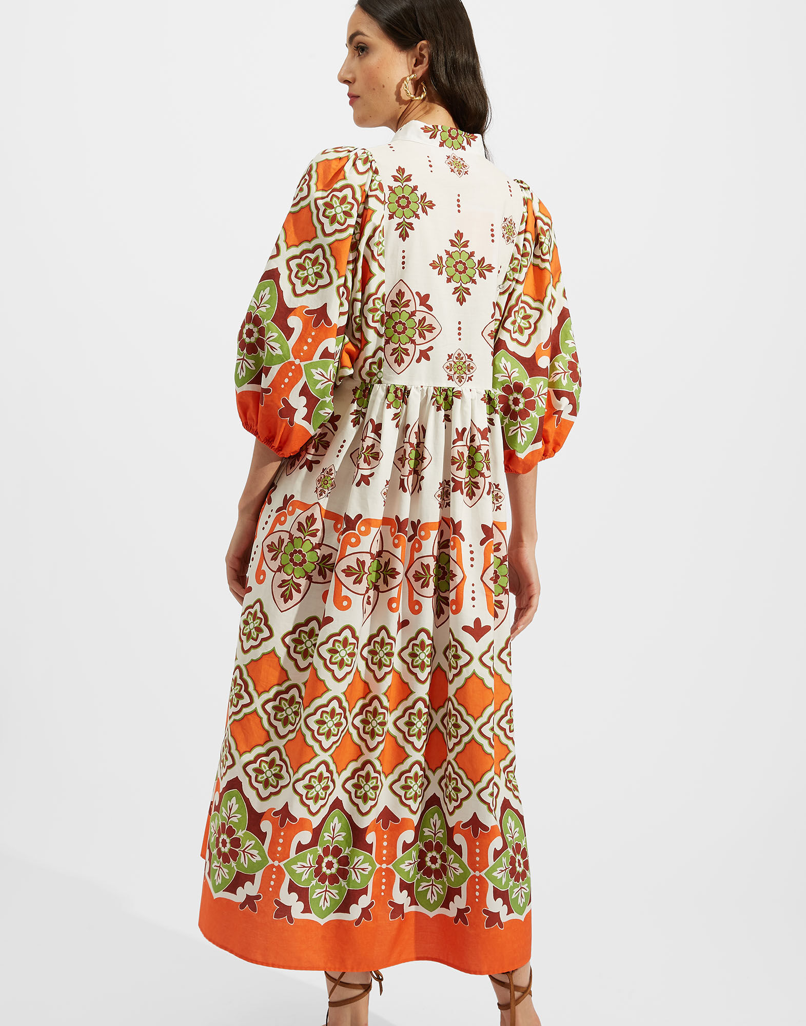 La DoubleJ Portofino Dress Partenope Plac&eacute;e DRE0374COT039PRT01OR02