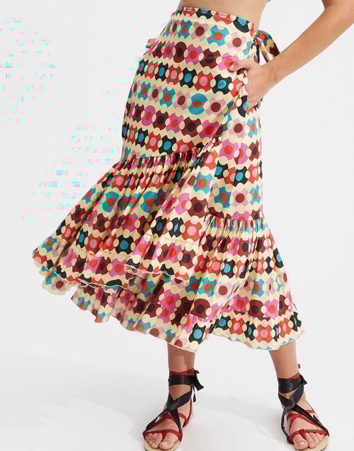 LaDoubleJ Wrap Skirt Groovy Dot Giallo SKI0049COT020GRO0003