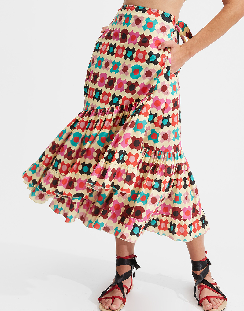 LaDoubleJ Wrap Skirt LaDoubleJ Wrap Skirt Groovy Dot Giallo SKI0049COT020GRO0003