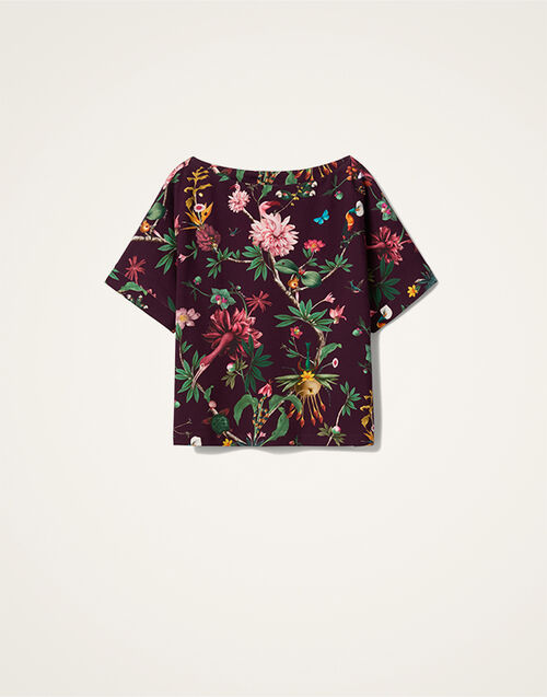 La DoubleJ Meditation Poncho Zooflora Burgundy TOP0055JER020ZOF02RE02