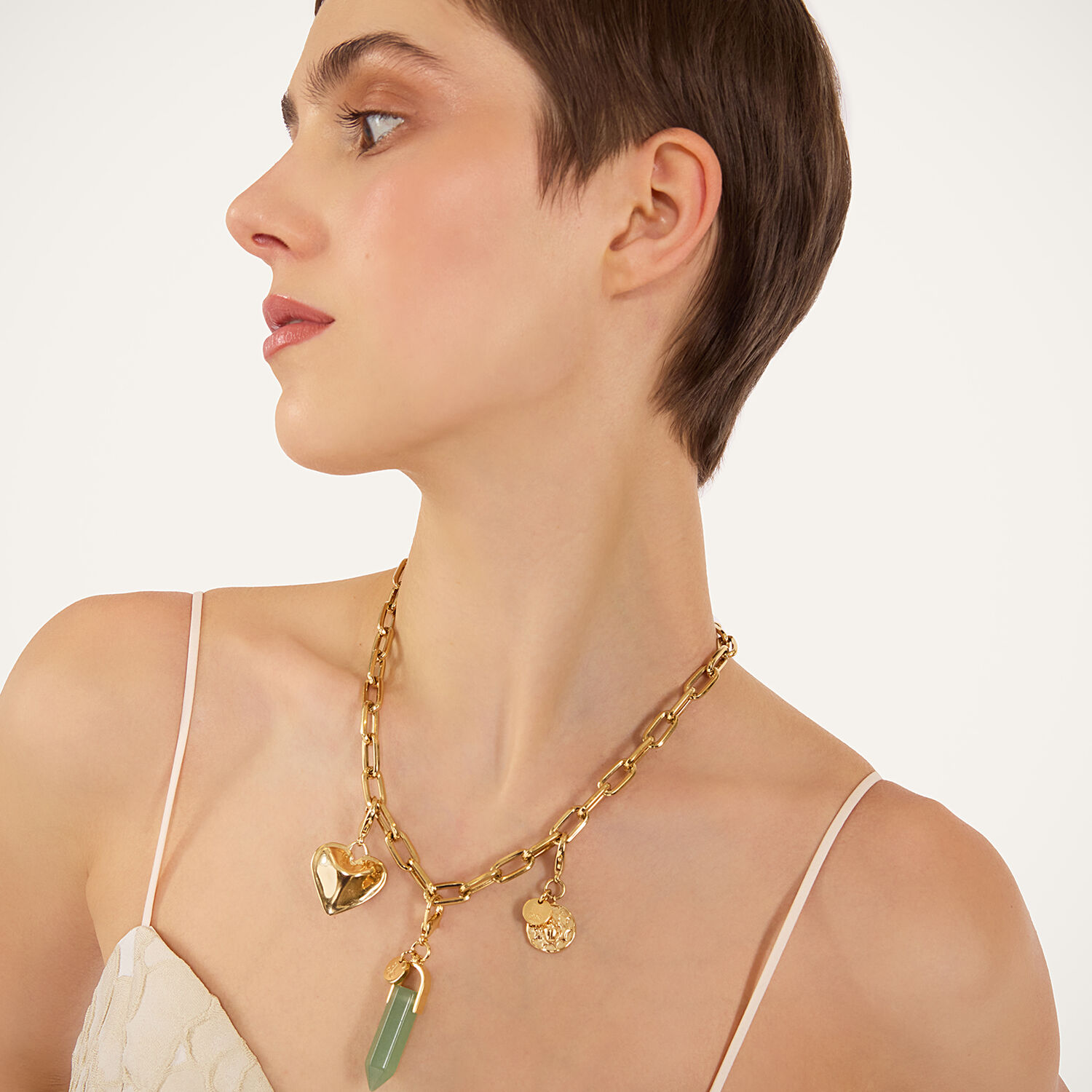  La Doublej Charms Women - Pillar Charm 24k Gold Plate & Aventurine One Size 60% Aventurine 40% Brass 