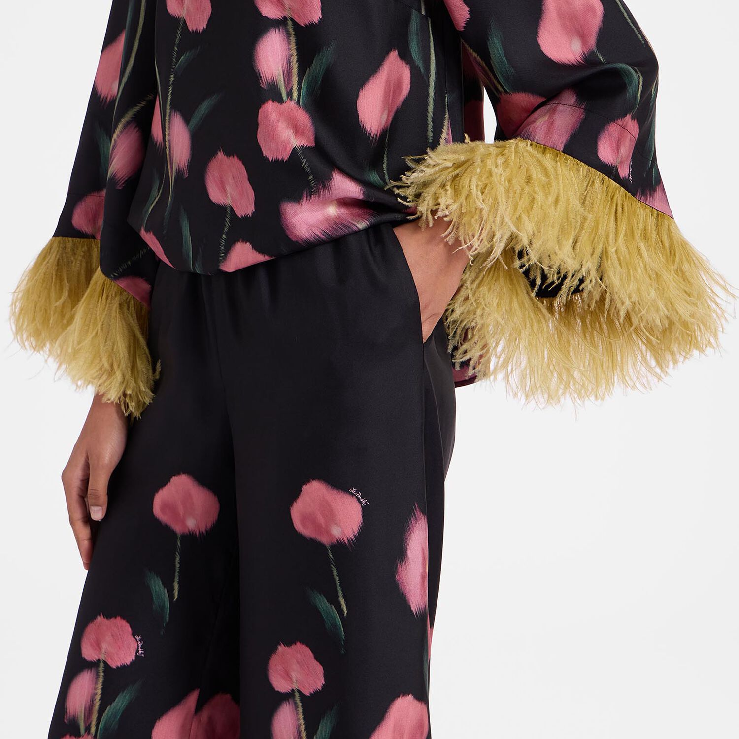 La Doublej Palazzo Pants In Anthurium Black